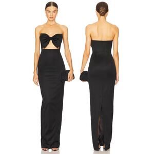 Sau Lee Esther Strapless Maxi Gown Satin Bow Formal Evening Gala Classy Sz 2